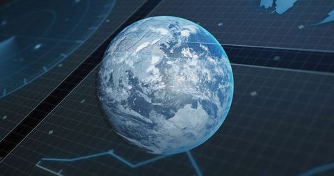 Futuristic 3d earth globe with digital data visualization
