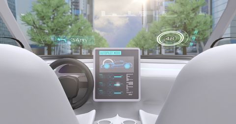 Futuristic Vehicle Dashboard with Autopilot Feature