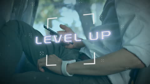 Innovative Business Growth Concept with Digital Text Over Smartphone User