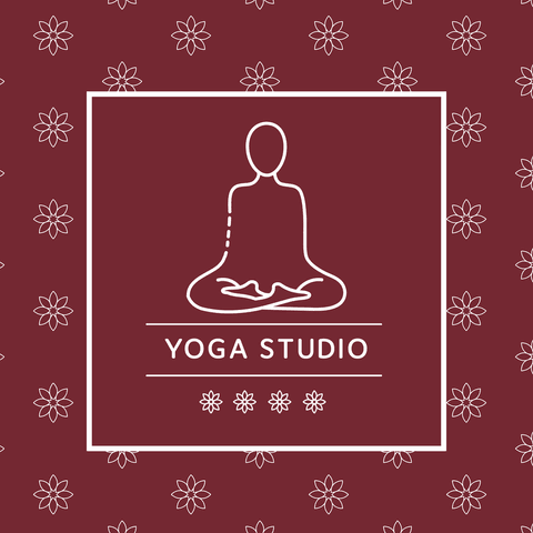 Yoga Studio Emblem with Meditative Silhouette on Transparent Background