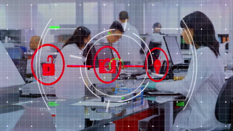 High-Tech Scientific Laboratory with Digital Interface Overlay