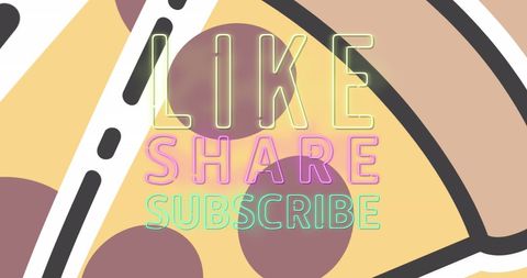 Neon text banner with pizza pattern background