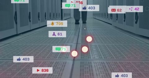 Digital data network and media engagement in server room