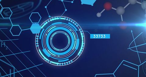 futuristic data processing interface with molecular structures - Download Free Stock Images Pikwizard.com