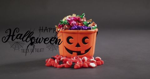 Halloween Festivity with Pumpkin Candy Bucket - Download Free Stock Images Pikwizard.com