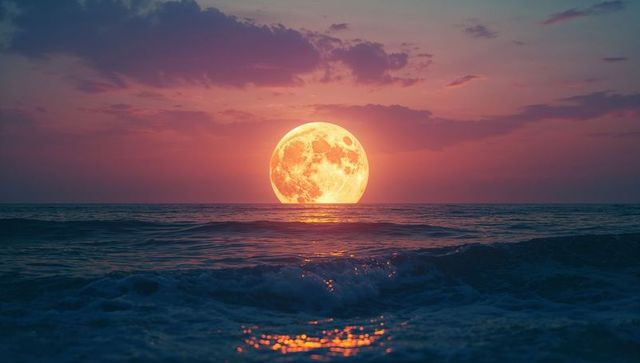 Moonlit Ocean Tranquility with Shimmering Reflections