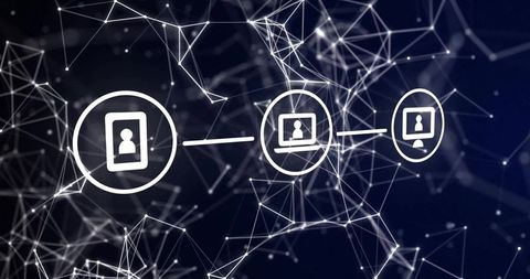 Digital network connecting user devices with abstract mesh nodes and data links