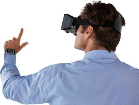 Businessman in VR Glasses Interacting with Transparent Virtual UI - Download Free Stock Videos Pikwizard.com