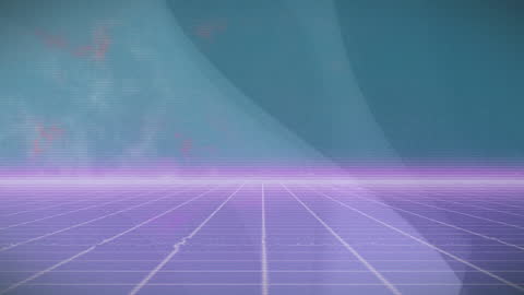 Purple Grid with Animated Blue Background Illustrating Digital Vibes