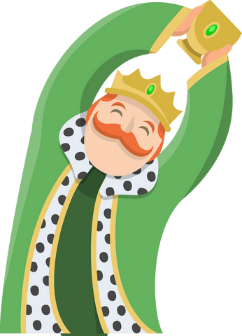 King celebrating with gemmed gold chalice on transparent background