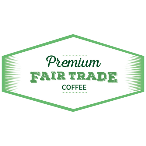 Premium fair trade coffee label on transparent background