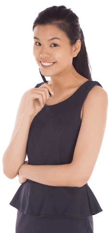 Happy Businesswoman in Elegant Attire on Transparent Background