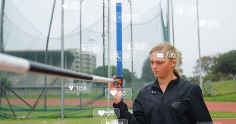 Athlete Engaging with Social Media Notifications Concept