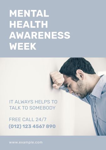 Mental Health Support Campaign Poster With Contemplative Man - Download Free Stock Templates Pikwizard.com