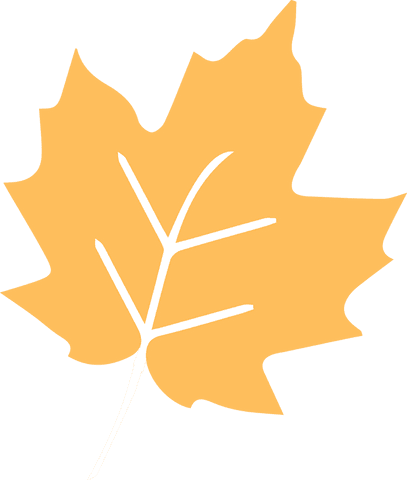 Yellow-orange leaf illustration with transparent background