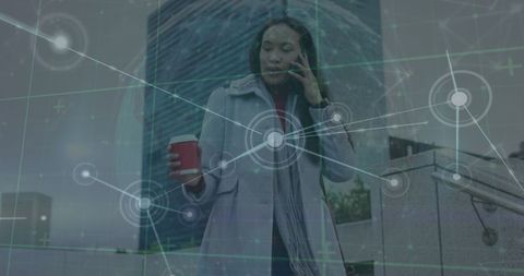 Businesswoman with Smartphone and Virtual Connections - Download Free Stock Images Pikwizard.com