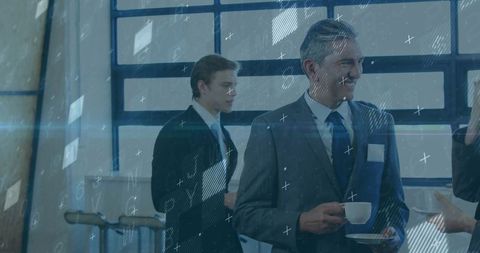 Corporate Networking Over Coffee in Modern Office