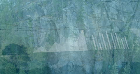 Data Visualization Overlay on Majestic Outdoor Landscape