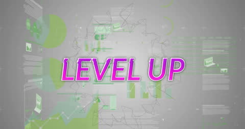Level Up Graphics Overlay Digital Data Animation