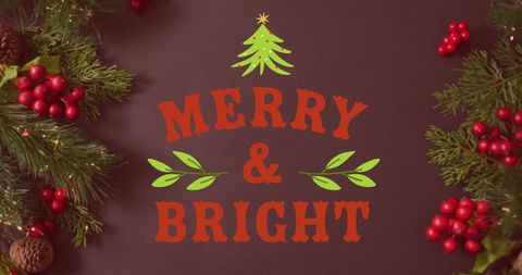 festive holiday banner with merry and bright text - Download Free Stock Images Pikwizard.com