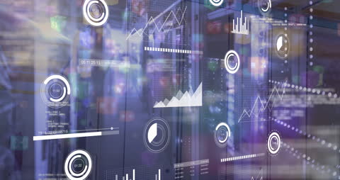 Futuristic Data Analytics Interface in Server Room
