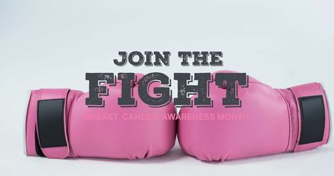 Join the fight breast cancer awareness poster with pink boxing gloves