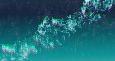 Abstract Digital DNA Helix on Teal Background with Glowing Nodes - Download Free Stock Images Pikwizard.com