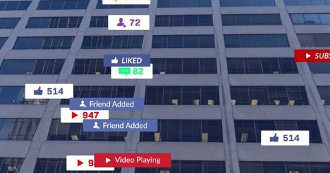 Floating Social Media Interactions Over Urban Office Building