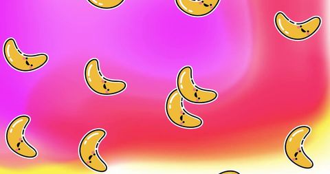 Playful Bananas Falling on Vivid Gradient Background