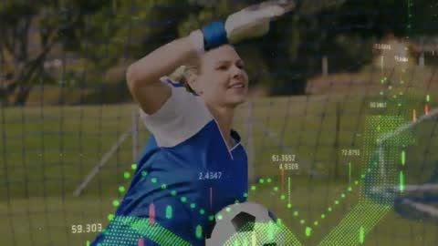Goalkeeper Making Save Amidst Developing Sport Analytics Display