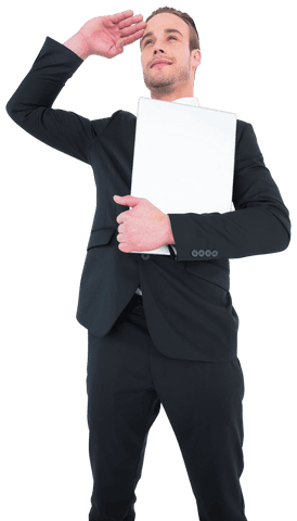 Smiling Businessman Holding Laptop with Transparent Background - Download Free Stock Videos Pikwizard.com
