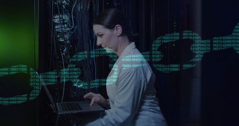 IT Engineer Managing Cybersecurity in Data Center with Server Racks - Download Free Stock Images Pikwizard.com