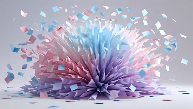 Pastel paper confetti burst with dynamic colors