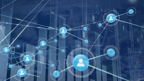 Abstract Digital Network Connections and Data Analytics Visualization