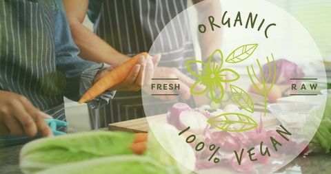 Diverse Couple Preparing Organic Vegan Meal in Kitchen
