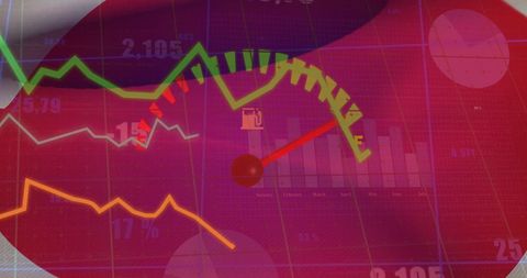 Dynamic Financial Trends with Car Speedometer Overlay