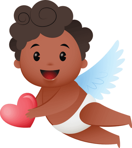 Lovely Biracial Cherub Holding Heart on Transparent Background - Download Free Stock Videos Pikwizard.com