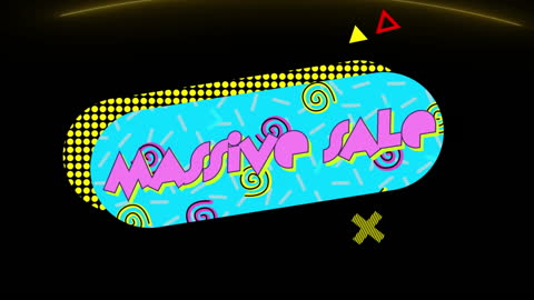 Retro Style Banner Announcing Massive Sale on Black Background