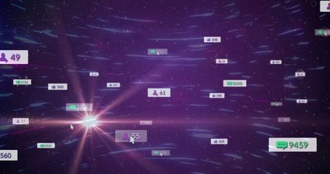 Digital technology and cyber data in futuristic space concept