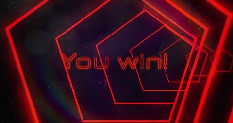 Neon Victory Message with Abstract Geometric Pattern