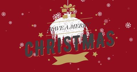 Festive Christmas Ornament Greeting with Snowflakes