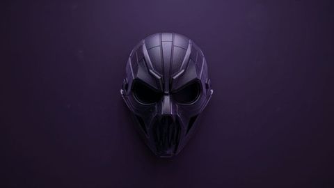 Futuristic Skull Mask on Purple Gradient Background