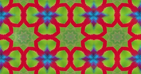 Vibrant geometric kaleidoscope pattern in bold colors