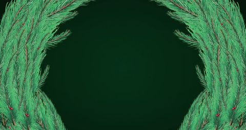 Festive Christmas Wreath on Green Background