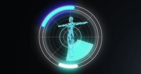 Digital interface futuristic human body data analytics visualization