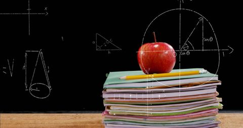 Apple and Notebooks with Math Equations Symbolizing Education Concept - Download Free Stock Images Pikwizard.com