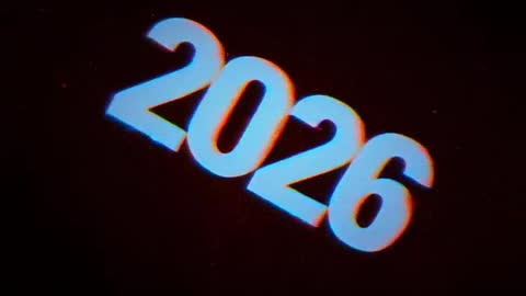Glitchy Neon 2026 Year Reveal Tilting Typography Retro Chromatic Aberration Scanline Grain