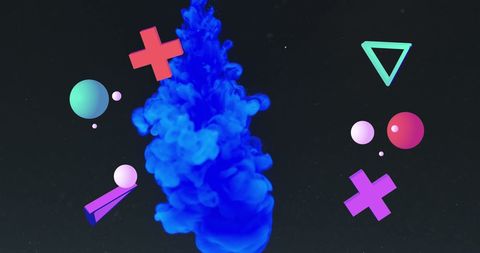 Dynamic Digital Art with Moving Shapes on Black Background