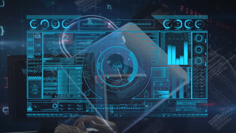 Futuristic Digital Data Interface with Interactive Display