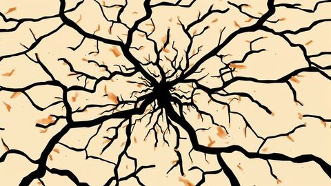 Creative earthquake abstract branching design with earthy tones